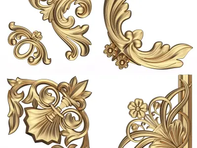 Collection of Corner Elements 02 Low-poly 3D model