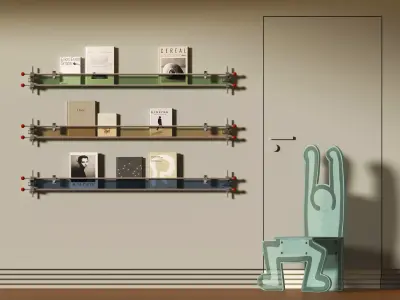 Playful Reading Corner with Wall Bookshelves 706 3D model