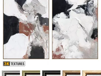 Plaster Two Photo Frame 500 Low-poly 3D model