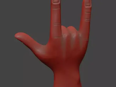 Rock Hand Gesture Sculpture 3D model
