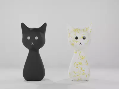Ceramic Cat Low-poly 3D model