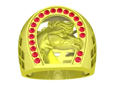 Luxury Horse Head Signet Ring 3D Model 4071 3D print model