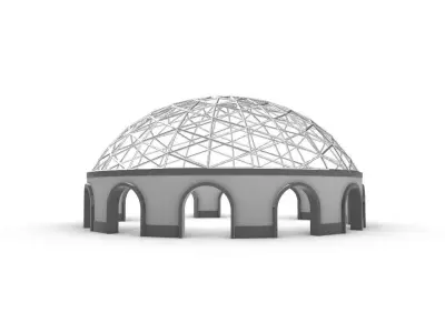 Triangulated Dome Pavilion wireframe structure 3D model
