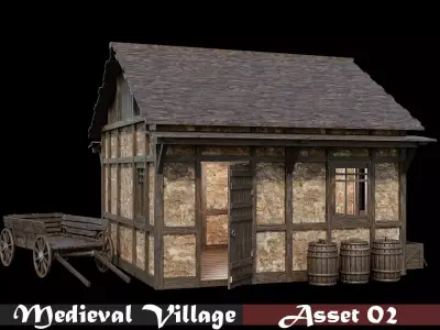 Medieval Village Asset 02 - 4K Textures Game Ready Low-poly 3D model