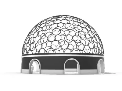 Geodesic Dome Circle Pattern Pavilion Architectural Structure  3D model