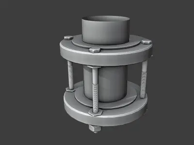 Fixed Pipe With Flange 3D Model 3D model