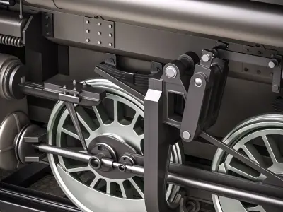 locomotive old steam in city 3D model