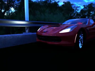 Corvette 3D model fully Rigged 3D model