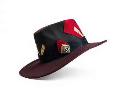 Stylish Fedora Hat Model Pack with Decorative Elements Low-poly 3D model