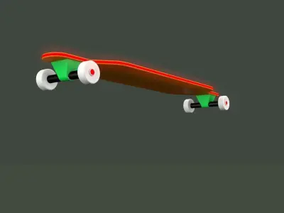 Skateboard orange longboard 3D model