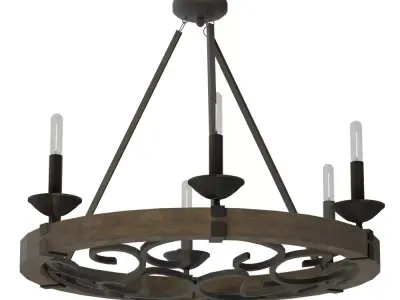 Lincolnville 6-Light Candle-Style Wagon Wheel Chandelier 3D model