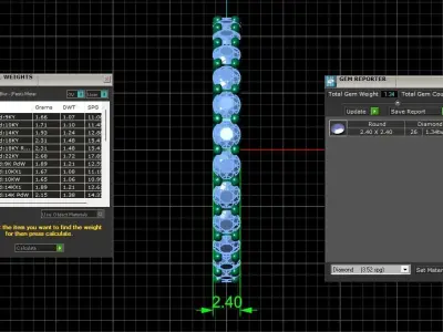 U Shaped Eternity Ring 2 point 4 mm stone size swiss 18 and EU58 3D print model