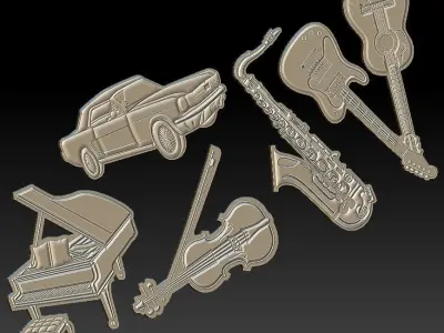 Five Models for Embossing Hot Foil Technique for CNC 3D Router 3D print model