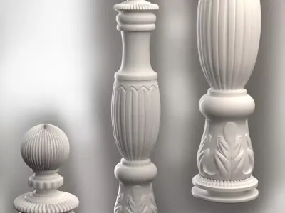 Baluster  column with leaves for cnc milling 3D print model 3D 3D print model