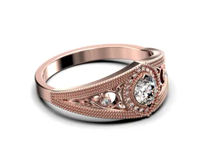 NazrulRing01 victorian filigree engagement ring in rose gold 3D print model
