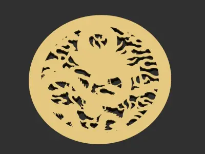 dragon gold medallion 3D print model
