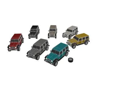 Jeep Wrangler 2017 -1943 poly - 7 Diffirent Colour Low-poly 3D model