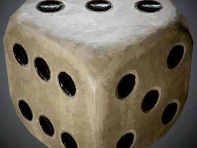 antique dice PBR Game-Ready Low-poly 3D model