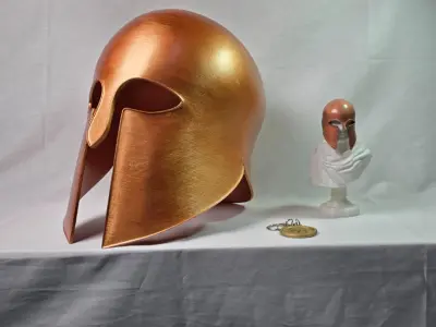 Early Corinthian Helmet with Stand 3D print model