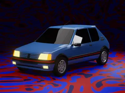 Game ready Peugeot 205 GTI - Livery - Non-Livery Low-poly 3D model