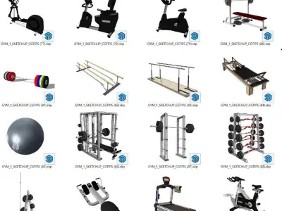 32 Sketchup Fitness Machines Model 3D model