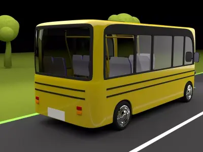 Cartoon bus Low-poly 3D model
