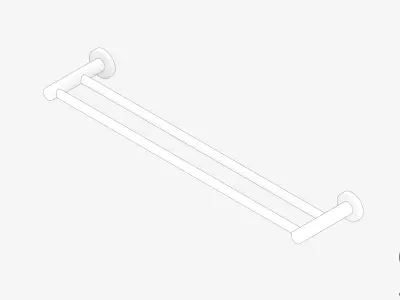 Towel Rail - Double - Luxury - Round - 600 - Round Plate Low-poly 3D model
