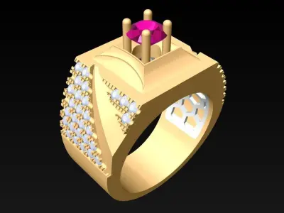 Diamond Rings - Mens Ring - N219 3D print model