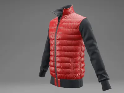 Winter jacket Red Low-poly 3D model