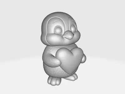 Cute Penguin Holding Heart Valentines Figurine 3D print model