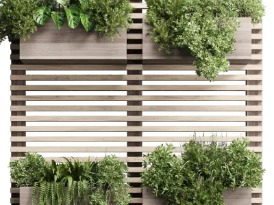 wooden stand garden wall decor with shelves for houseplnts 194 3D model