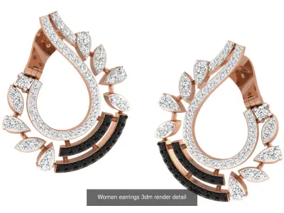 6 High Jewelry Galaxy Style Diamond Earrings 3dm renders details 3D Model Pack