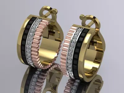 Brand Jewelry Boucheron Earrings Gold 3D print model