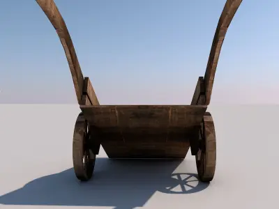 Wood Medieval Transport Cart Low-poly 3D model
