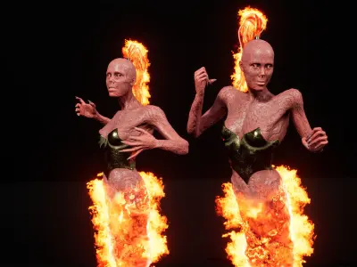 Hell ifrit female low-poly game engine ready 3D model Low-poly 3D model