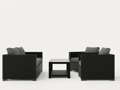 Ninja sofa group black Low-poly 3D model