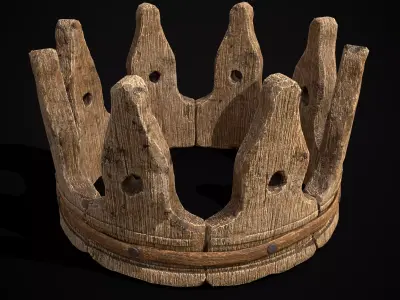 Kid Wooden Crown Low-poly 3D model