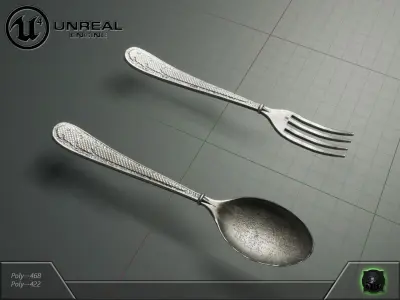 Spoon-Fork fork and spoon in unreal engine Free low-poly 3D model