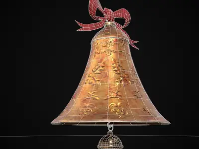 Gold Bell Tree Ornament Low-poly 3D model