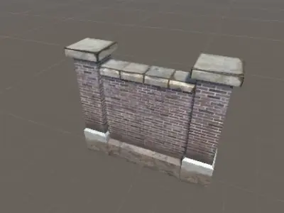 Brick fence Low-poly 3D model