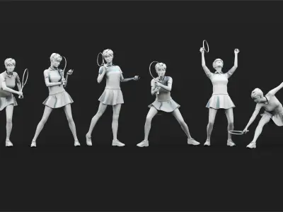 24 Tennis figures 3D model