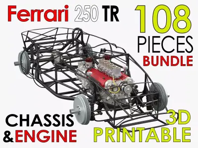 Ferrari 250 TR Chassis Frame Undercarriage - Engine Pack Bundle 3D Model Collection