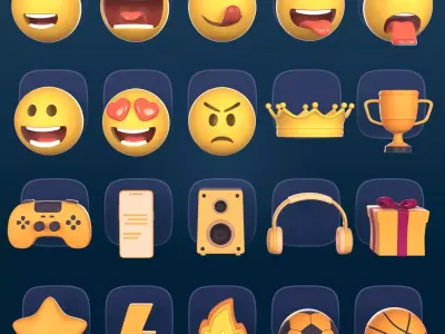 Cartoon Smileys and Icons Pack Low-poly 3D model