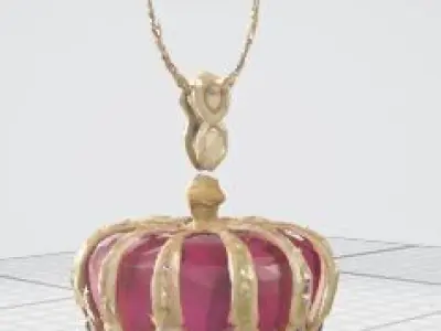 Royal Crown Elegance 18K Gold Pendant Necklace 3D print model