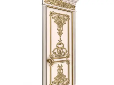 Carved Door Classic 0802 White Low-poly 3D model