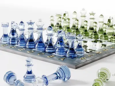 Glass Chess Low-poly 3D model
