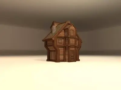 Fantasy medieval wooden house Low-poly 3D model