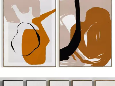 Plaster Two Photo Frame 149 Low-poly 3D model