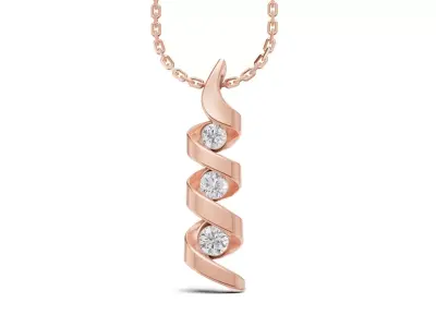 Spiral Pendant with 3 Round Diamonds 3D print model