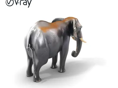 Glossy Elephant Wildlife Sculpture model pack Low-poly 3D model